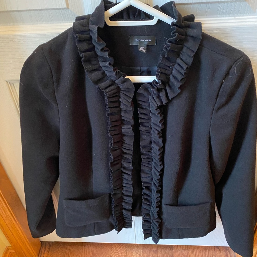 Spense Black Ruffled Women's Jacket